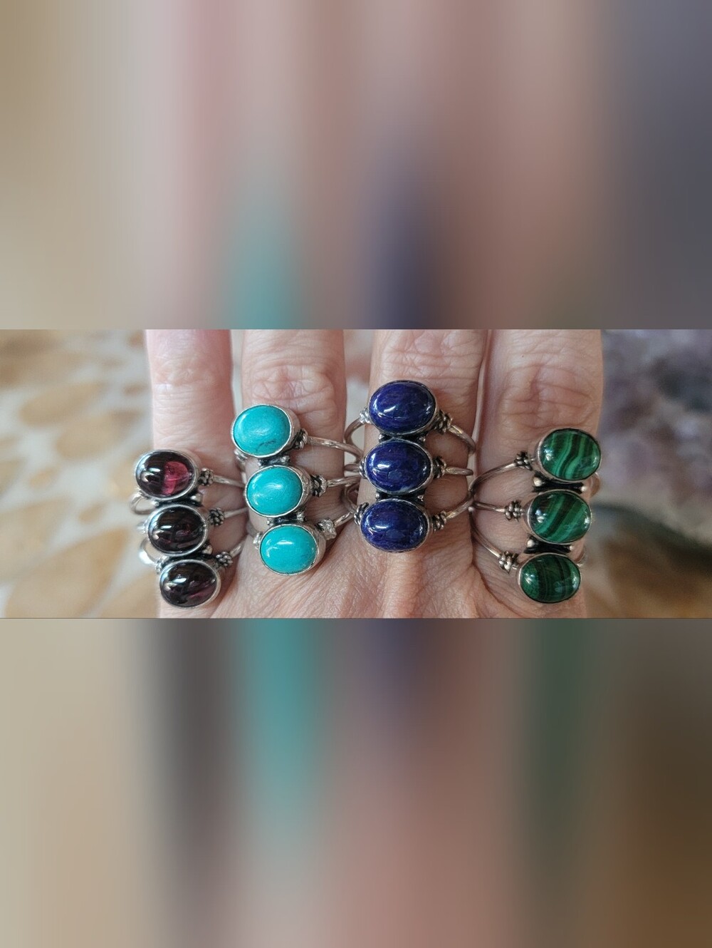 Set Of 4 Rings 💙💜💚🩵 - Picture 3 of 13